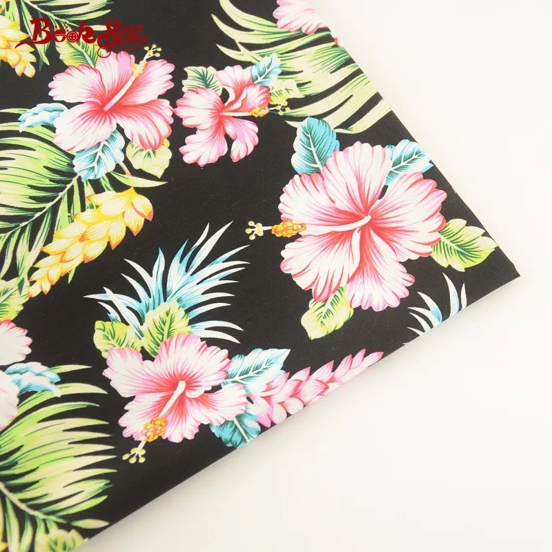 Booksew 100% Cotton Poplin Fabric Red Flower Design Home Textile High-Density Sewing For Dress Craft Shirt Scrapbooking Clothing | Дом и сад