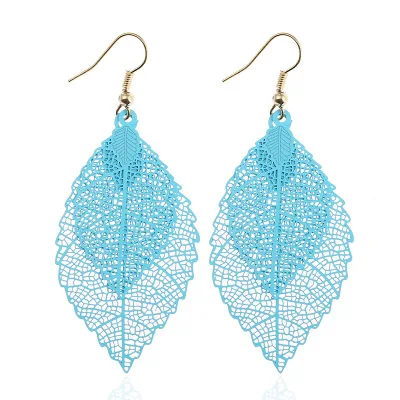 

New fashion Luxury boho Double color Leaf Dangle earrings Vintage Leaves long tassels drop Earring for women Jewelry