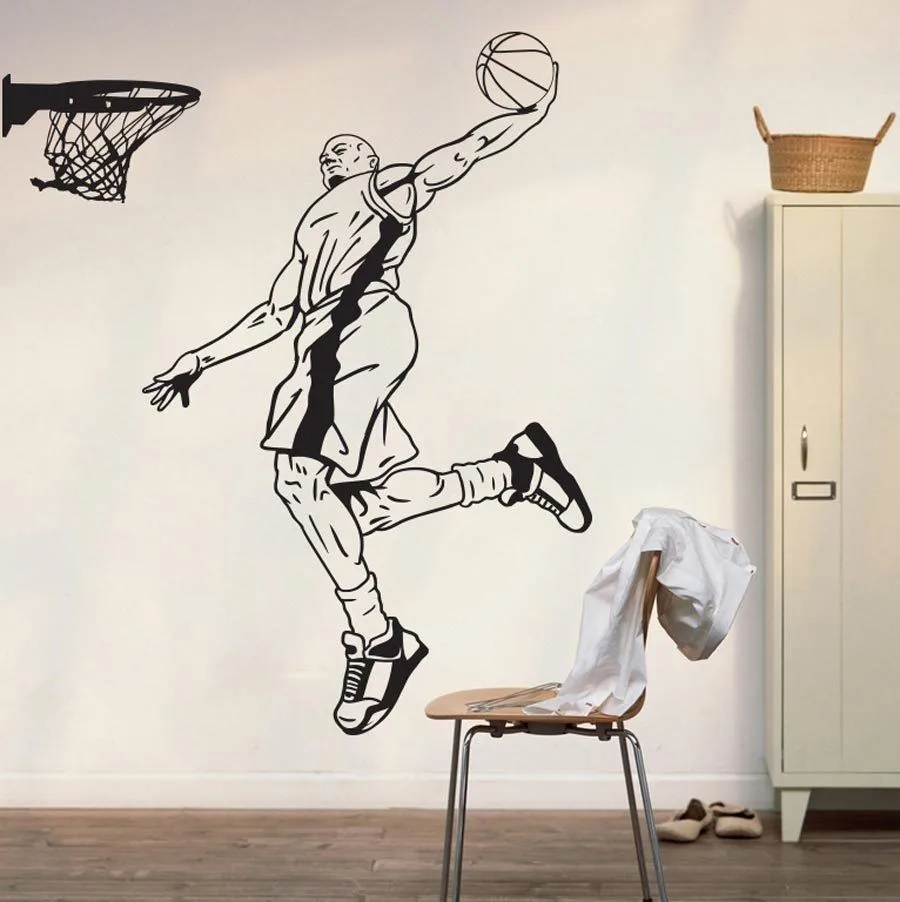 3D Basketball Player Wall Stickers Sports Wallpaper Posters Vinyl