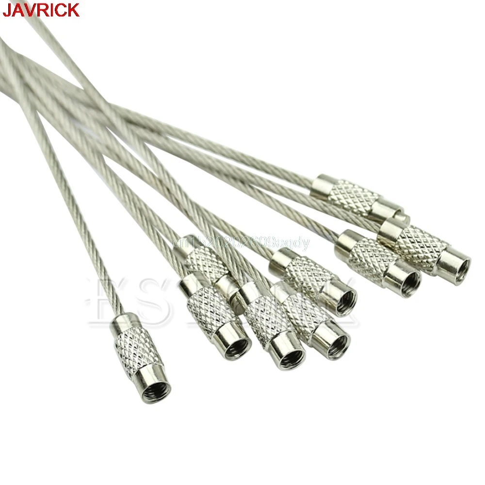 

10Pcs Screw Locking Stainless Steel Wire Keychain Cable Rope Key Holder Keyring Key Chain Rings Cable Outdoor Hiking #H058#