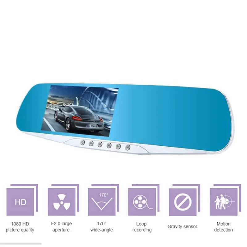 

Full Hd 1080p Car Camera Dash Cam Car Dvr 4.3 Inch Touch Screen Car Dvr Mirror With Rearview Dual Lens Video Recorder Car Dvrs