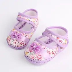 Мягкие хлопковые детские первые ходунки для девочек, обувь для новорожденных для девочек, детская одежда с бантом, нескользящая обувь для