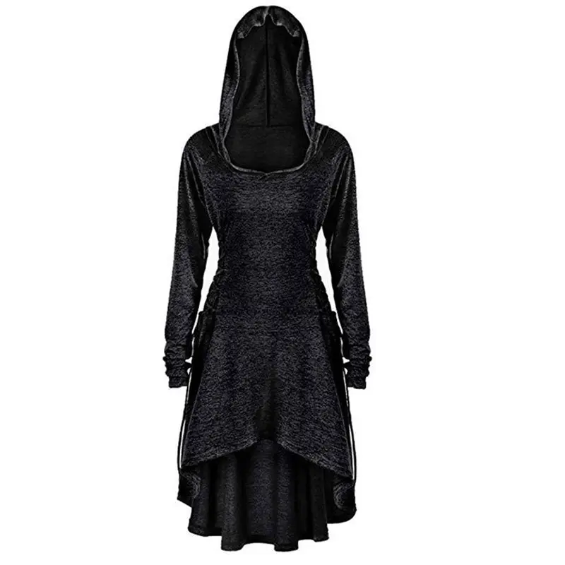 Women Hoodies Black Hooded Asymmetric Hoody Casual Gray Streetwear Basic Tops Ladies Autumn Goth Fashion Long Hoodie Sweatshirt