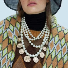 Лучшая леди Новая мода имитация жемчуга Za массивное ожерелье s подвески для женщин свадебный подарок Бохо Воротник Чокеры ожерелье