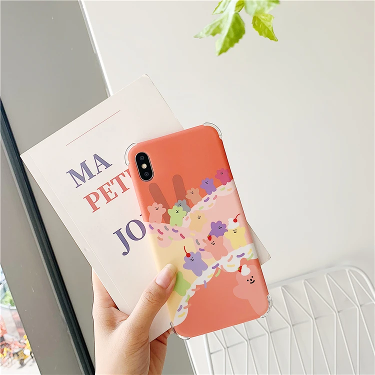 Чехол с разноцветными мишками для телефона iphone XS Max XR X 6 7 8 Plus, Модный мягкий силиконовый чехол IMD с откидным кольцом