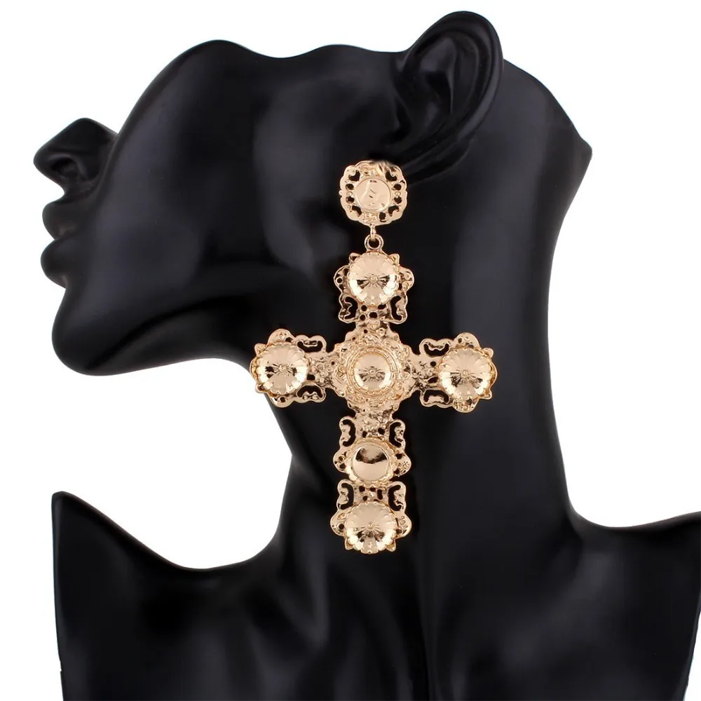 

JOUVAL Summer Simple Metal Drop Earrings For Women Alloy Cross Shape Bohemian Elegant Lady Dangle Earring Ear Jewelry Accessory