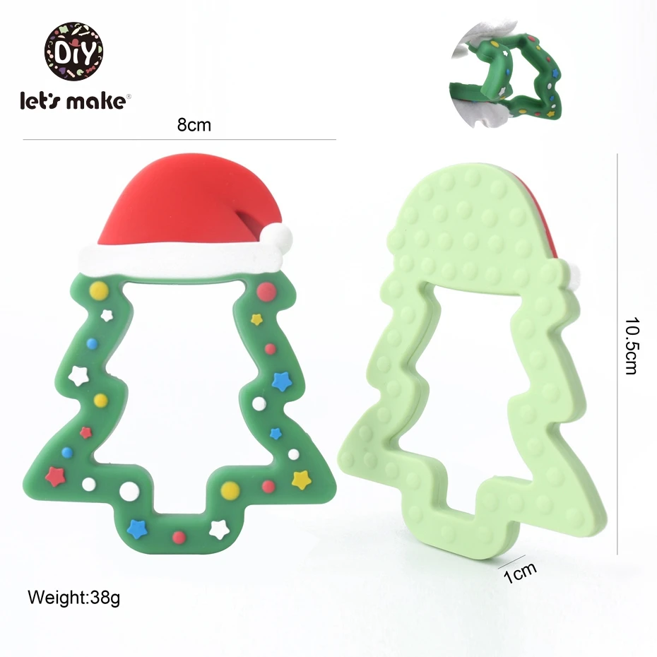 Let's make Silicone Teether Christmas Tree Gingerbread Man Nursing Accessories Snow Food Grade DIY Teething Necklace Teether
