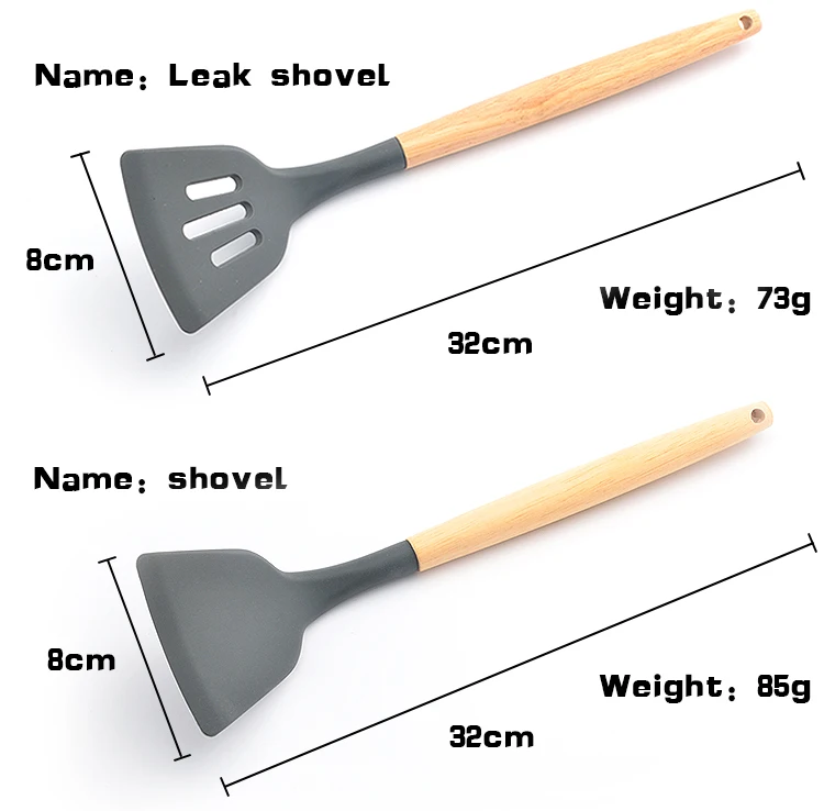 Силиконовая кухонная утварь с деревянной ручкой, ложка для выпечки, кухонные лопатки, набор инструментов 1