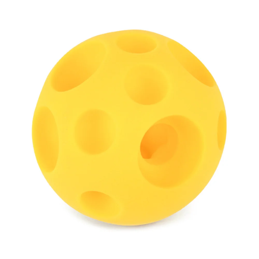 Игрушка для собак, резиновый жевательный мяч, дозатор для утечки еды, интерактивный игровой мяч для домашних животных, обучающая игрушка для прорезывания зубов, синий, красный, 7,5 см/2,95 дюйма - Цвет: yellow 12cm