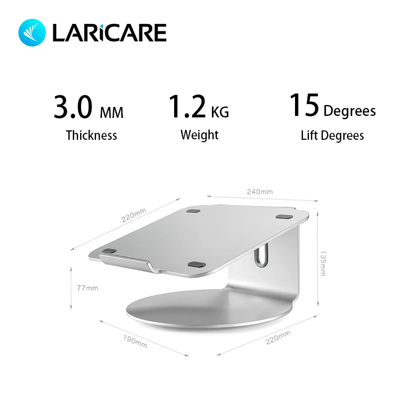Подставка для ноутбука LARICARE из алюминиевого сплава Mac. Рабочий стол с вращением