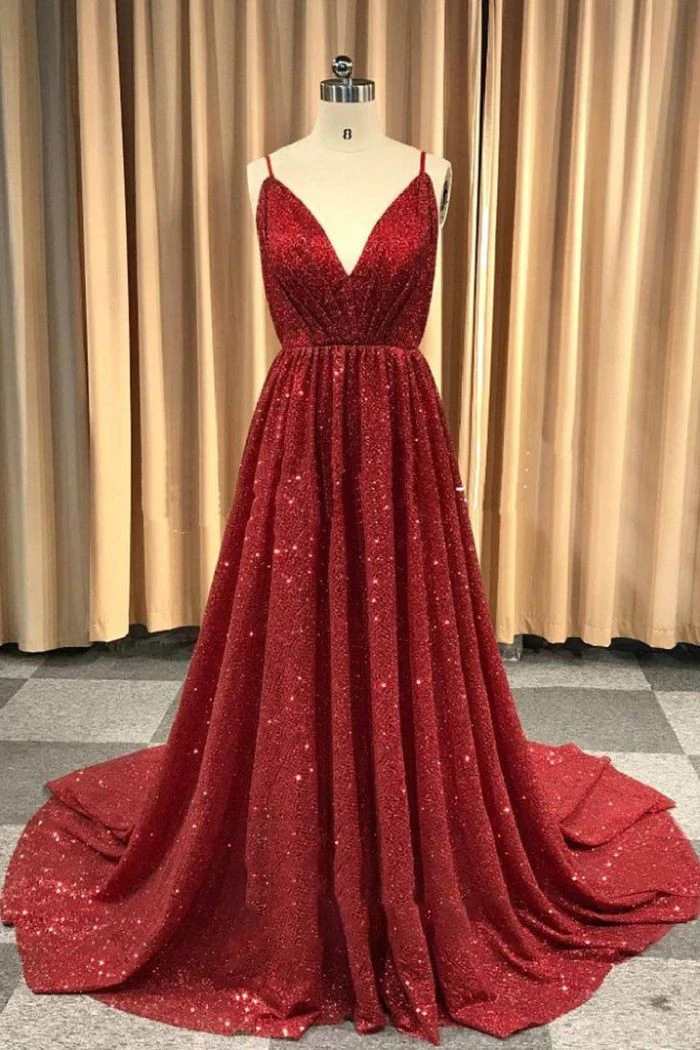 sparkly a line prom dress
