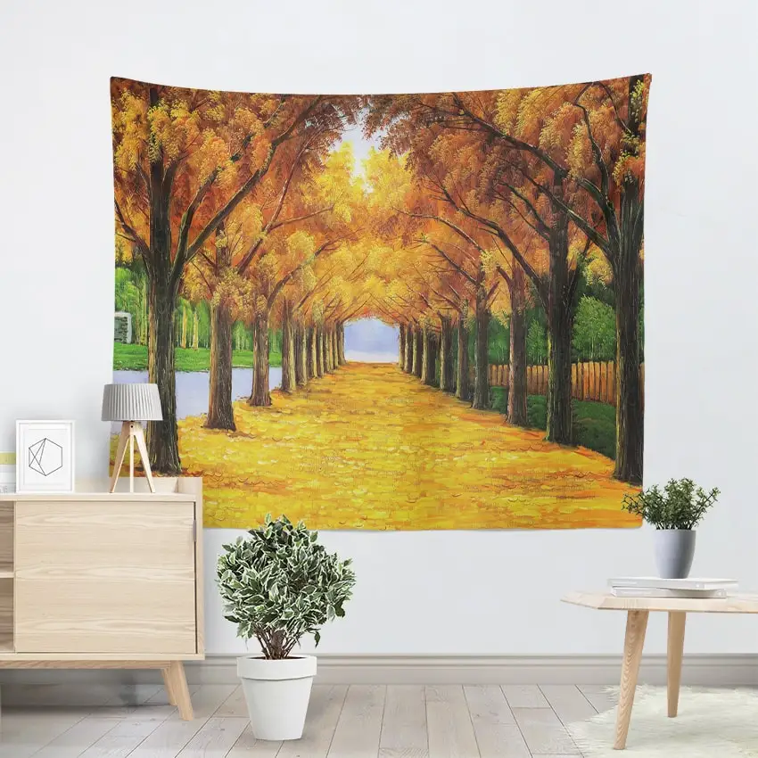 Clear River Wood Path Print Wall Tapestry Psychedelic Tree Hole Home Decor Wall Hanging for Living Room Bedroom Boho Tapestries