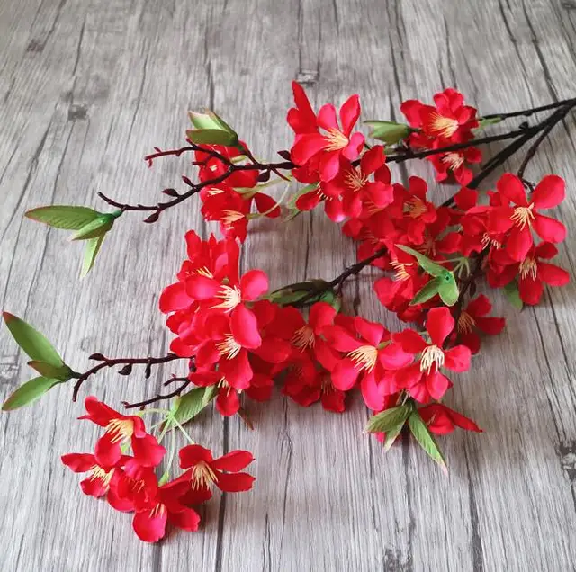 6pcs Artificial Apple Blossom Stem Fake Apple Tree Branch Flower 85cm