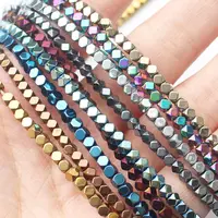 Hématite naturelle très brillante! Perles carrées en hématite à facettes de 15 pouces, pour la fabrication de bijoux de bracelets et de colliers à faire soi-même 4