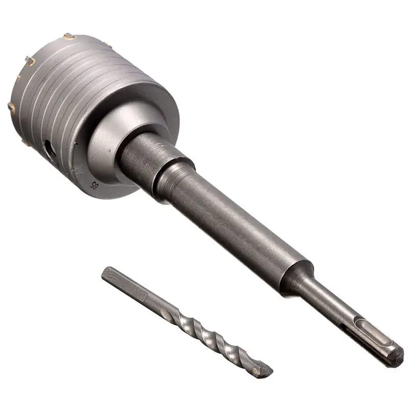 Doersupp 1PC SDS Plus Shank Concrete Cement Stone Wall Hole Saw Drill Bit 65mm Wrench Rounds Alloy Blade Combinations 4 in 1 kit 65mm concrete drill bit with wall hole saw cutter brick cement stone 200mm connecting rod with wrench