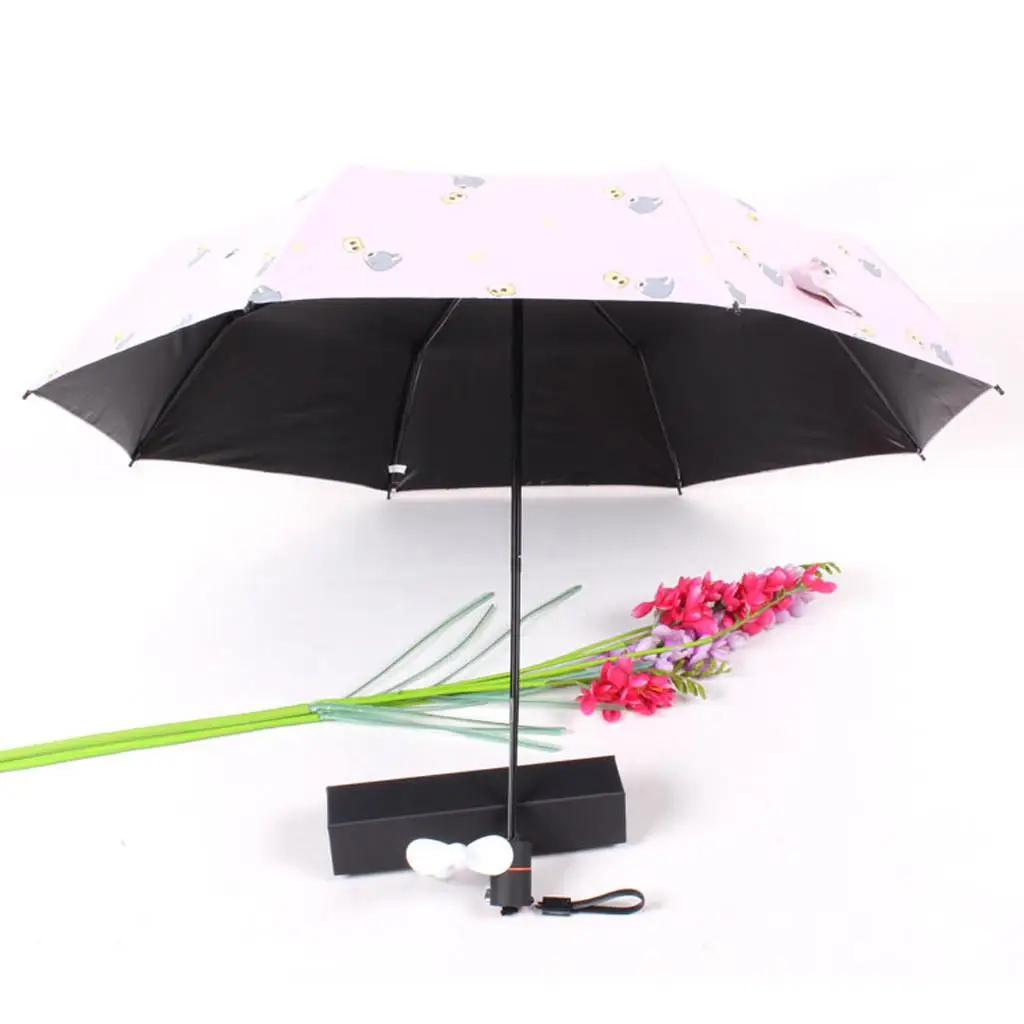 2000 мА · ч зарядный зонтик USB Мощность банк Вентилятор зонтик с Электрический вентилятор охлаждения летом вниз зонтик с УФ-защитой солнцезащитный крем B1 - Цвет: PK