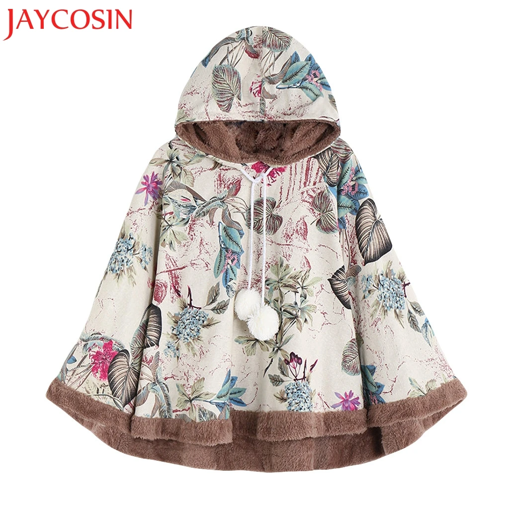 Женский плащ пончо JAYCOSIN винтажный с капюшоном на шнурке Прямая поставка 22|Пальто|