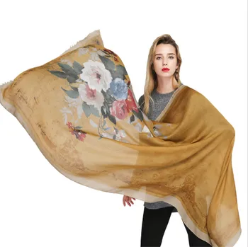 

Yyun Luxury Brand Soft Floral Print Scarf Wrap Ladies Desigual Thick Viscose Long Scarves Beach Shawl