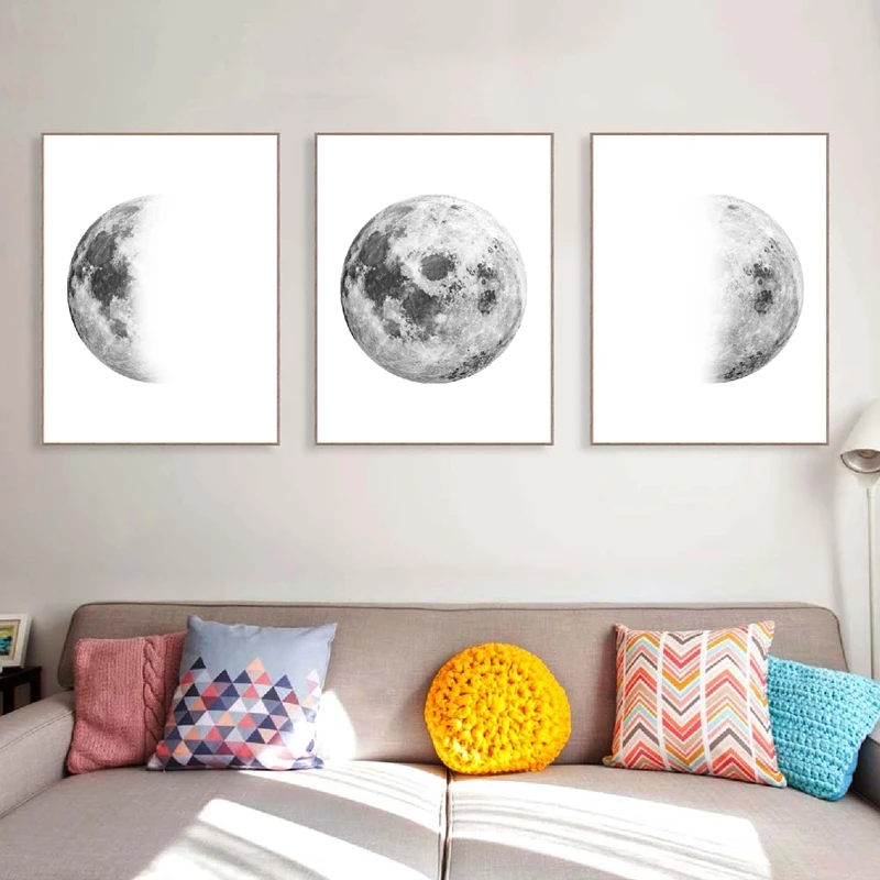 Moon Phases Wall Art Prints Living Room Decor