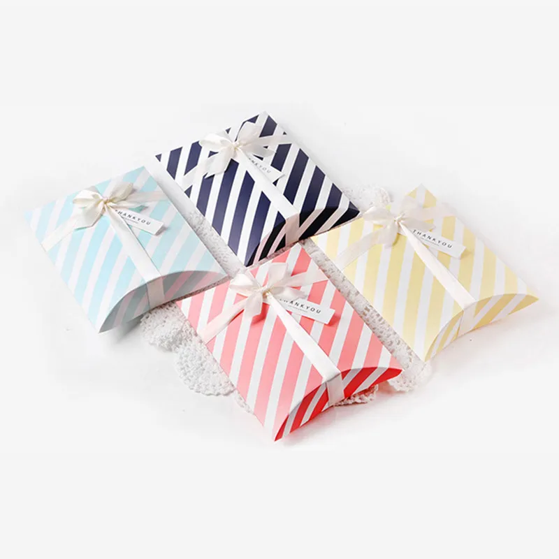 

3Pcs 4 colors candy dessert bag chocolate pillow-like black strip paper gift box Birthday Wedding Party Decoration DIY