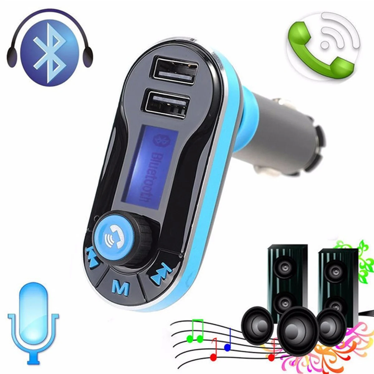 BT66 Bluetooth Автомобильный fm-передатчик Громкая связь вызов автомобильный комплект с двойным USB+ 2.1A автомобильное зарядное устройство AUX MP3 музыкальный плеер Зарядное устройство для телефона