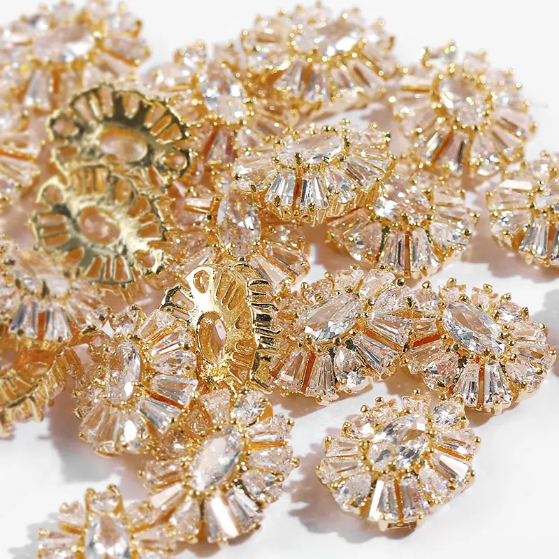 1 шт, наклейки для ногтей из металлического сплава, ювелирные украшения, Алмазные цветы в форме дерева, яркие циркониевые золотые гальванические Стразы для ногтей, MZ091