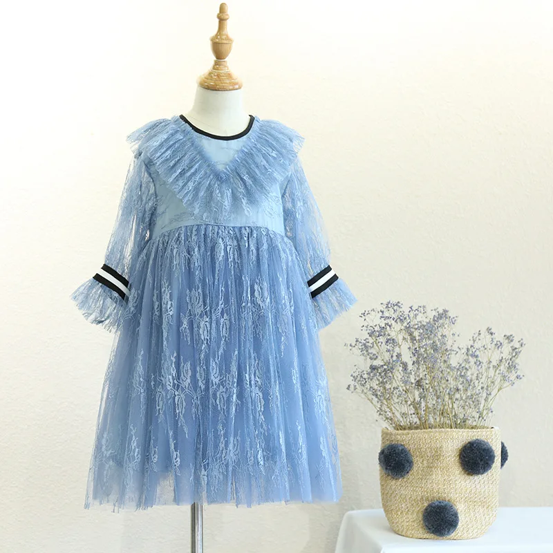 

Children's clothes children's dress 2018 autumn new girls brand soft foreign lace princess dress long-sleeved dress