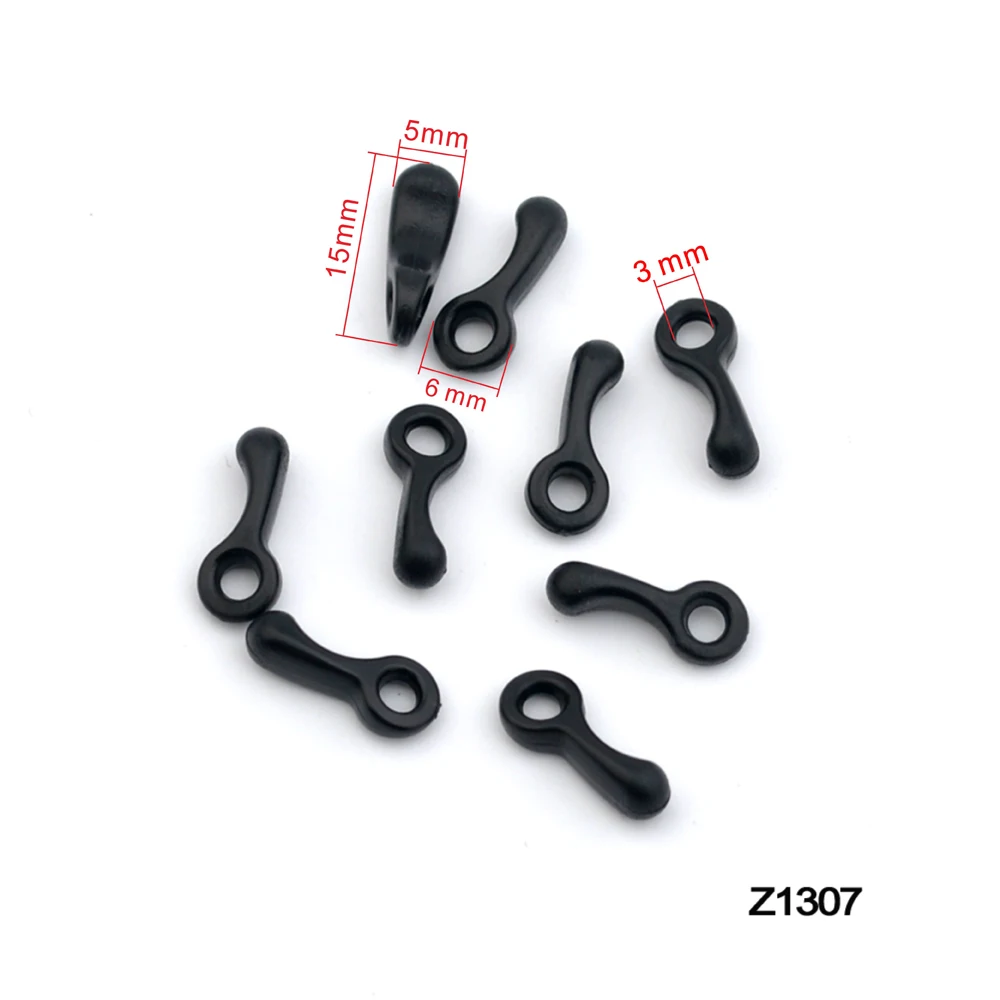 200pcs/lot black plastic bell stoppers bungee cord end carabiner