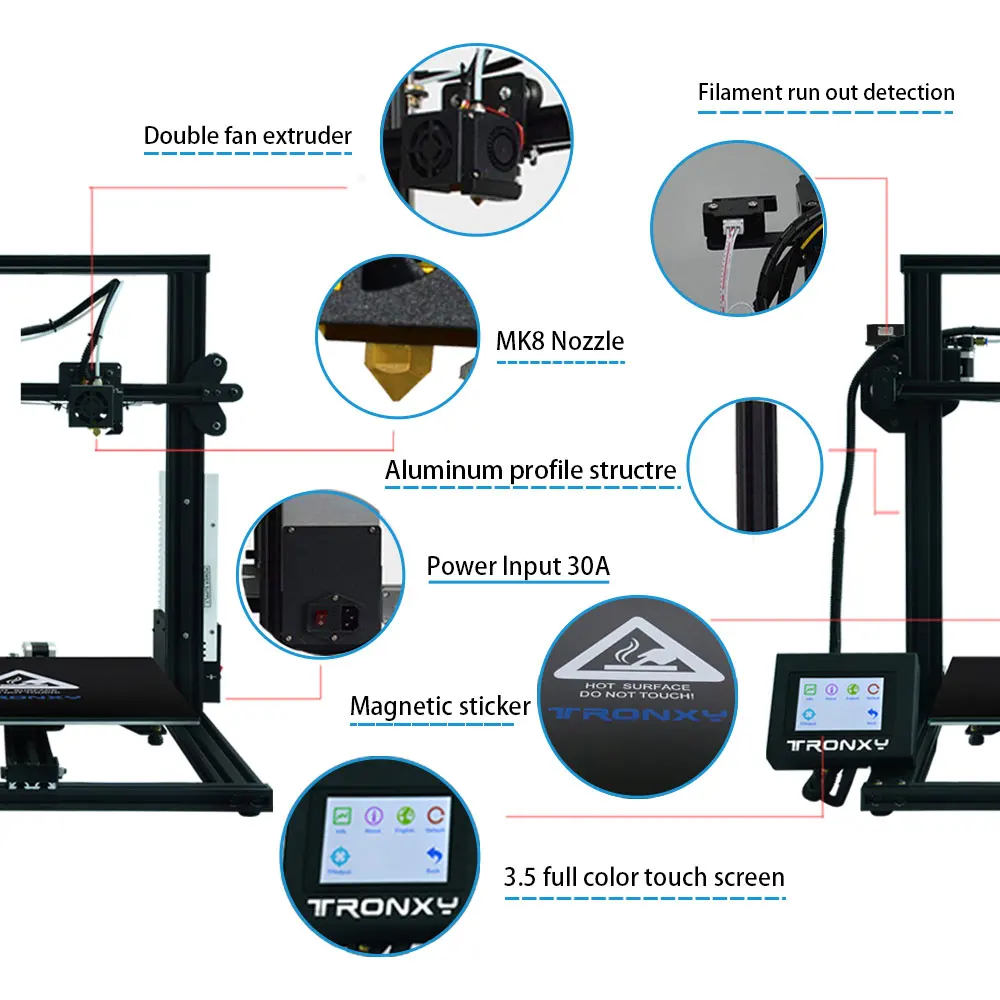Новейший полностью металлический 3D-принтер Tronxy XY-3 быстрая сборка Магнитная Тепловая бумага 310*310 мм Горячая кровать 0,25 кг PLA нить в подарок