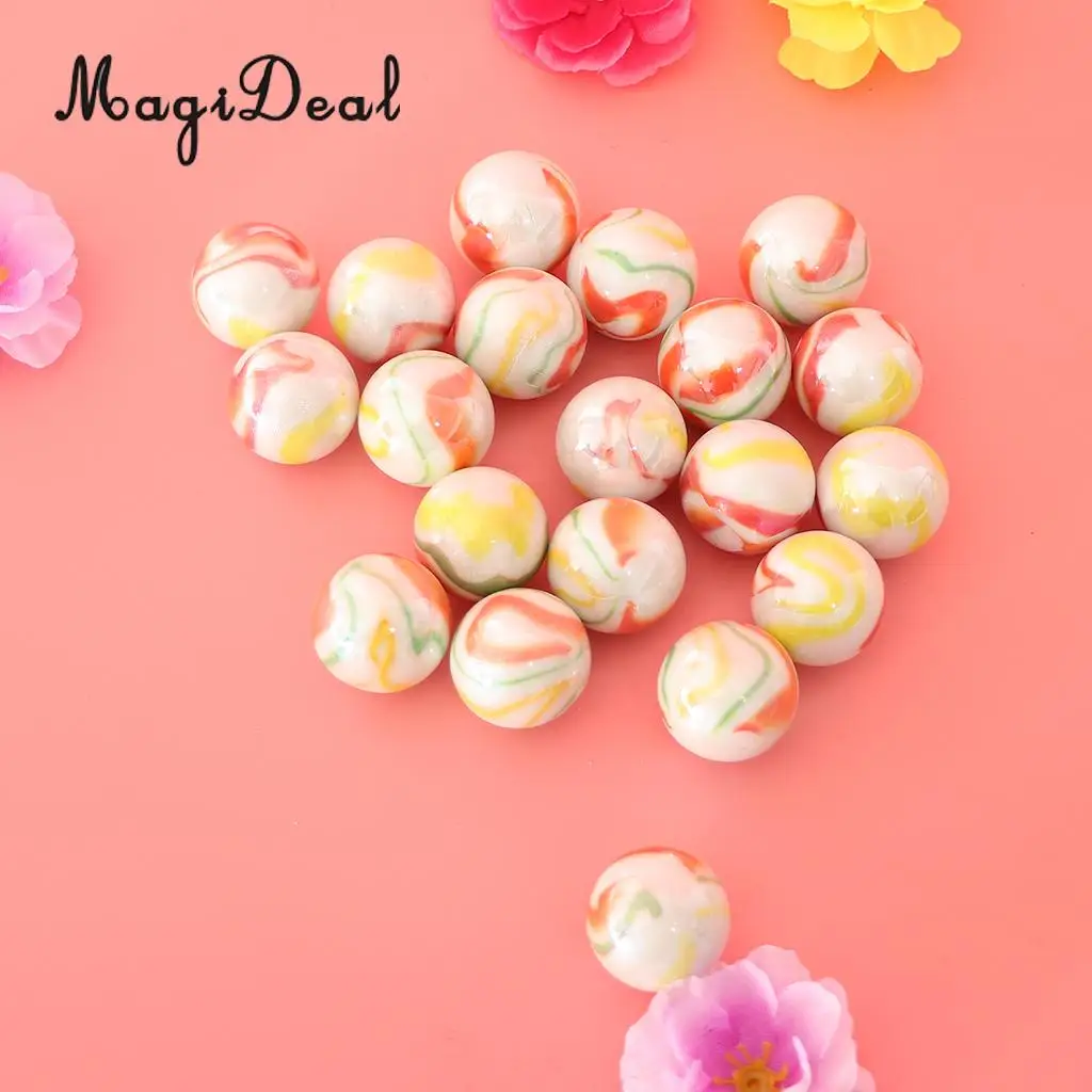 25mm Floral Stripes Glass Marbles, Pack of 20, Kids Marble Ball Run Game Toy, Chinese Checkers Marble Beads Collections #B