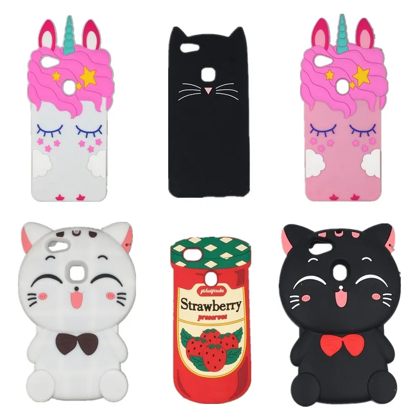 

For OPPO F7 Cute 3D Cartoon unicorn horse Cat Strawberry jam Soft silicone phone Cover Case For OPPO F7 Silicon Gell Phone case