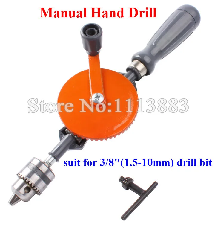 

3/8 Inch (1.5-10mm) Vintage Carpenter's Manual Drill Hand Crank Wood Drill Bit DIY Wood Working Tools