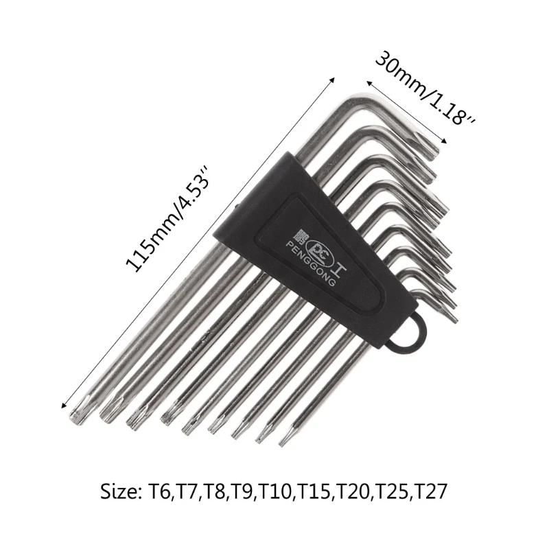 id:c4e 9a 6e 3ff New Lon0167 1.5mm-10mm Assorted Featured Sizes L Shaped reliable efficacy Torx Keys Wrenches Tool 9 Pcs 