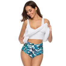 Винтажные женские Танкини больших размеров, купальные костюмы с подкладкой из двух частей, женский купальник,, высокая талия, сексуальный толстый купальник, S-XXL