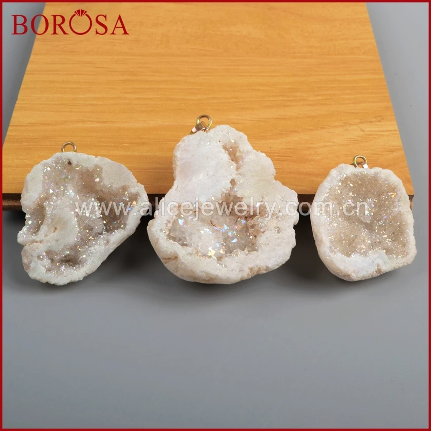 BOROSA распродажа 10 шт Разноцветные титановые кристаллы Друза кулон бусины