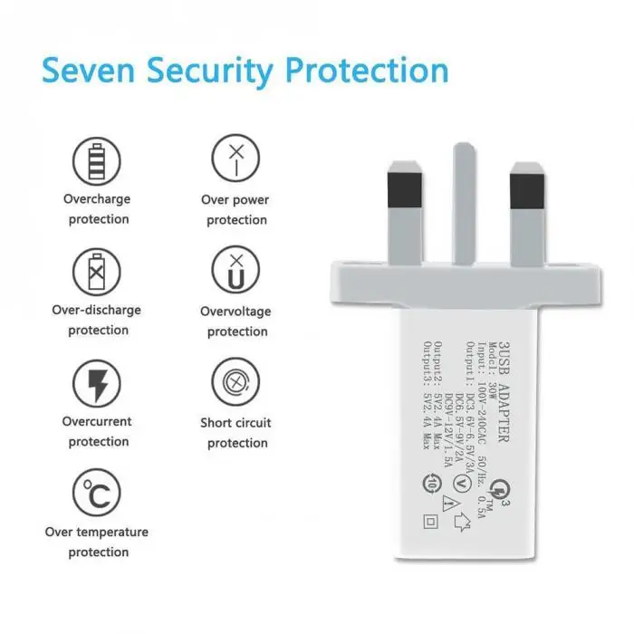 QC 3,0 настенное зарядное устройство Быстрая зарядка 3 порта USB адаптер питания США/ЕС/Великобритания штекер DJA99