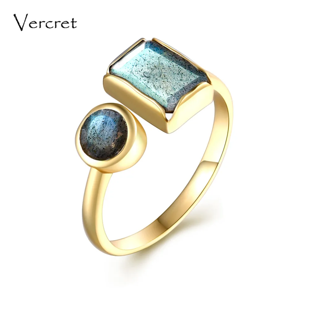 

Vercret adjustable labradorite handmade 925 silver ring semi-precious fine jewelry for women gifts sp