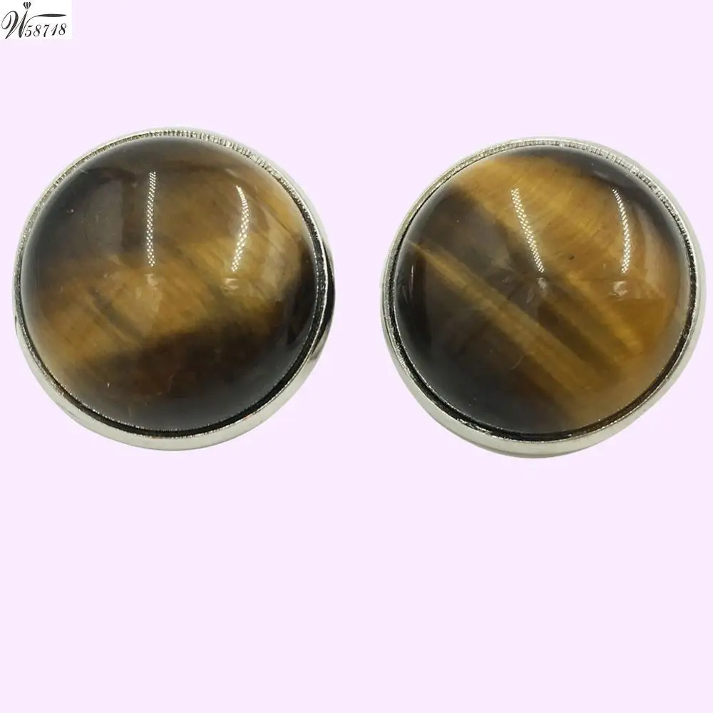 Abalone Shell Howlite авантюрин Кристалл Опал Сердолик тигр глаз круглые Клипсы из бисера серьги WFH572