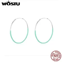 Pendientes de aro azul con círculo grande 100% pendientes de plata de ley 925 para mujer boda moda plata 925 joyería CTE141(China)