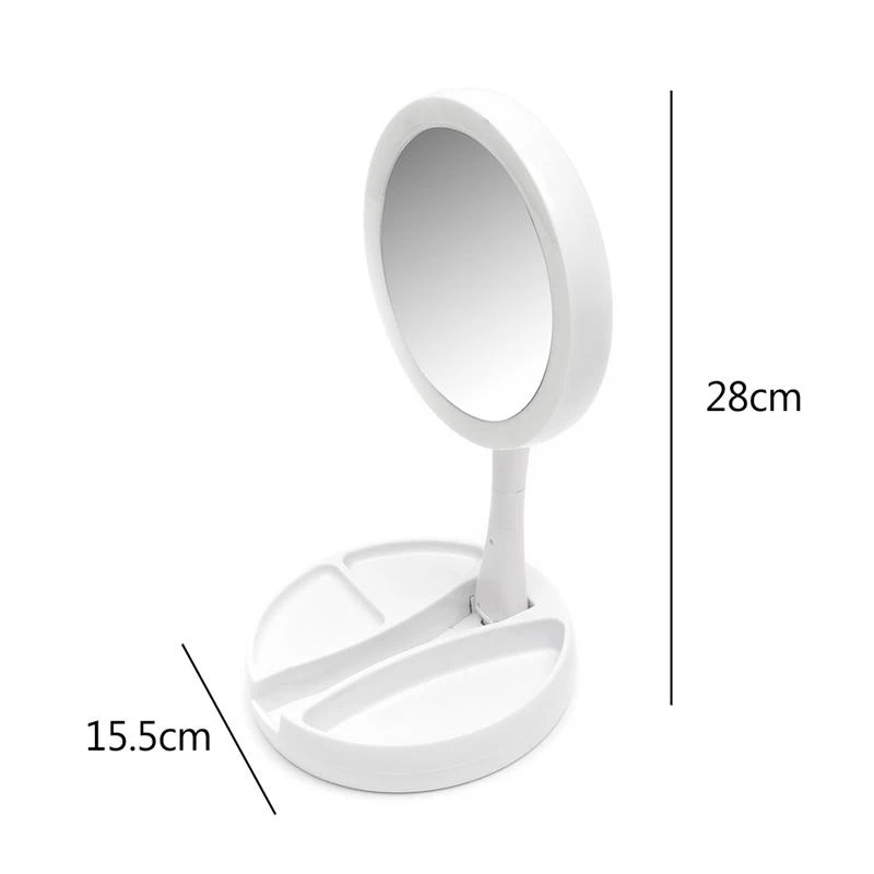 

New Folding Rotating 10x Magnifying Double Sided Makeup Mirror Tabletop Led Light