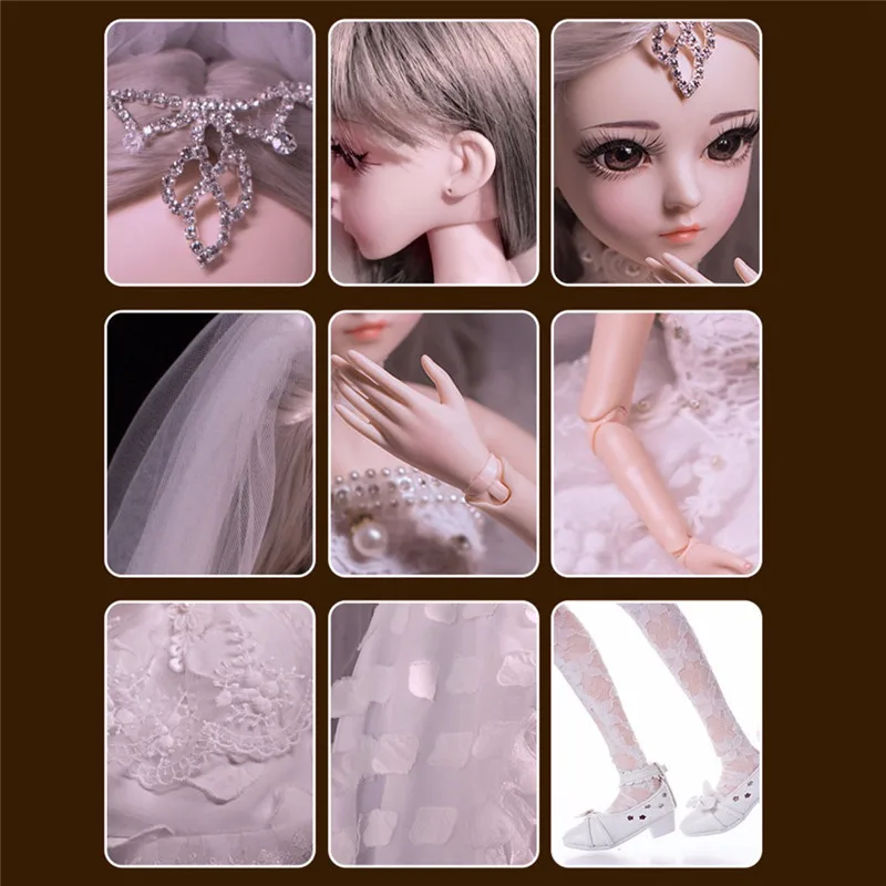 60 см элегантная 1/3 BJD кукла с наряд обувь парики куклы макияжем свадебное платье