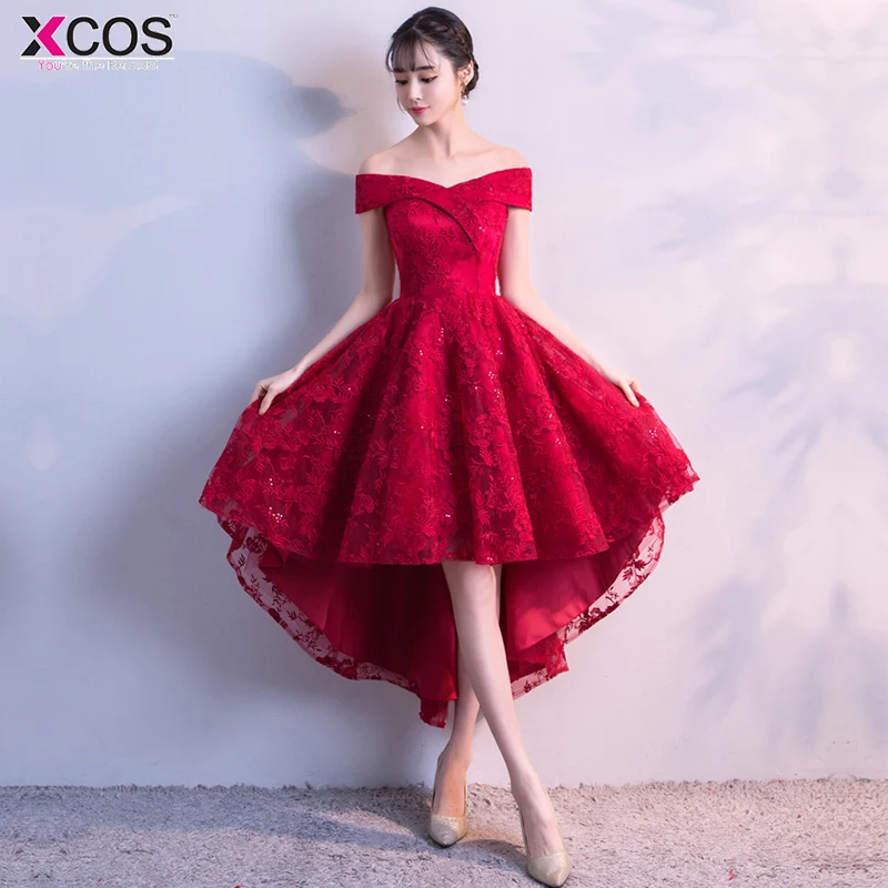 Vestidos de graduacion 2018 дешевое красное домашнее платье Асимметричный Подол коктейльные