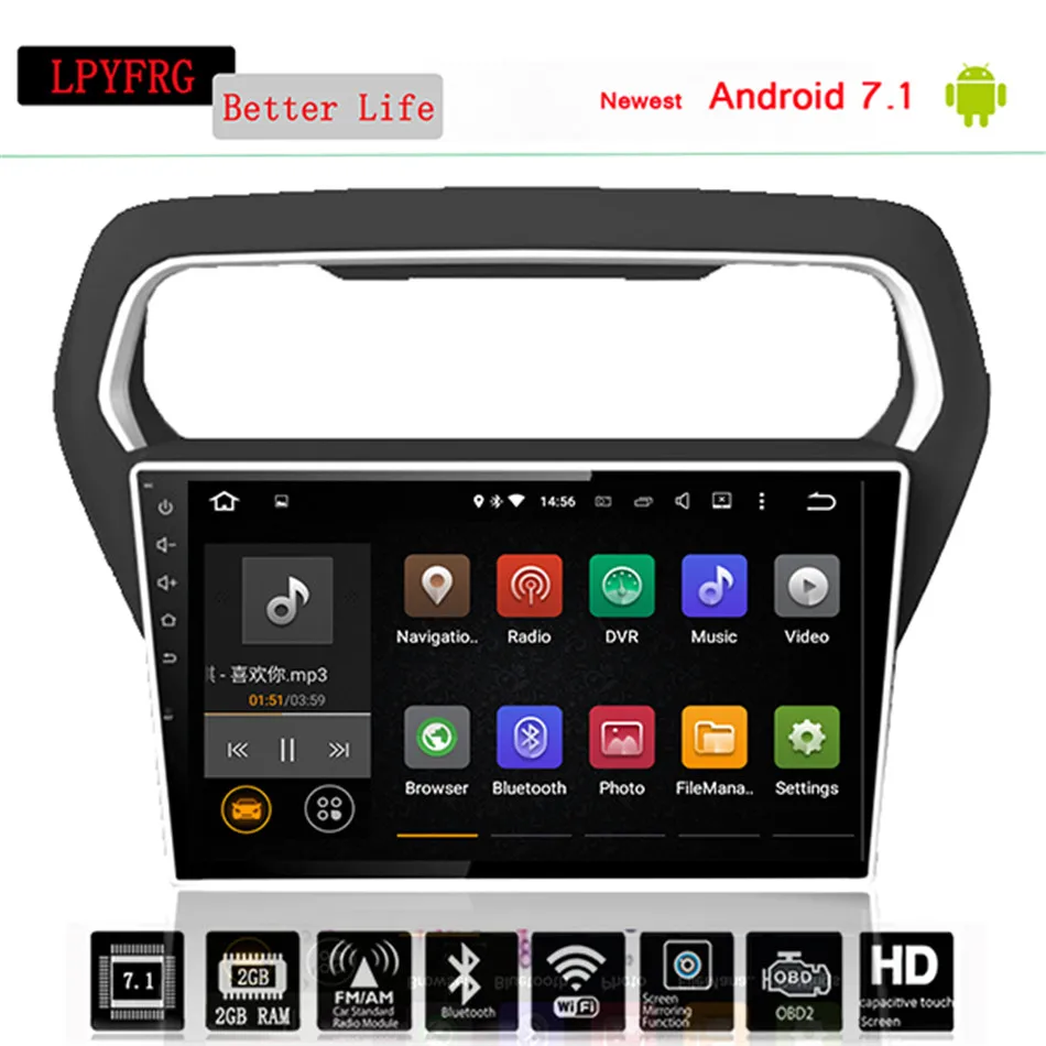 Android 7 1 10 дюймов Автомобильный Dvd Gps для Ford Escort 2015 2016 2017 8 ядерный Руль управления wifi