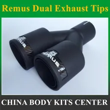 1pcs Double wall brushed finished 304 Stainless Steel matte/black vehicle REMUS car exhaust muffler tips
