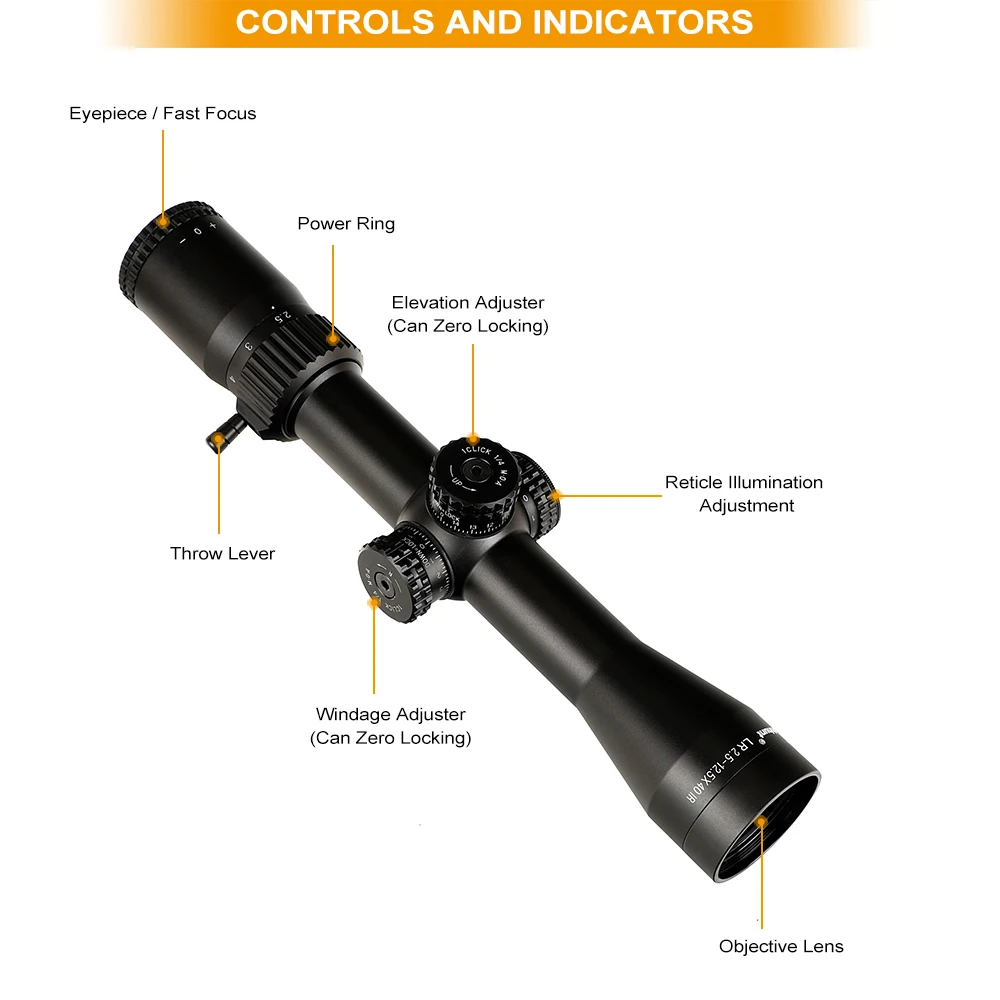 Ohhunt LR 2,5-12,5X40 IR охотничий прицел Mil Dot стекло травление сетка Красная подсветка турели замок сброс тактический прицел