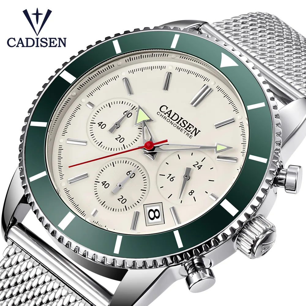 CADISEN Mens Watches Top Brand Luxury Waterproof Wrist Watches Stainless steel Date Simple Casual Quartz Watch Men Sports 9067