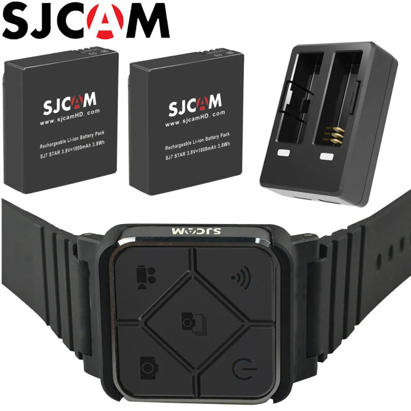 SJCAM SJ7 Star 2 шт. 3,8 в 1000 мАч перезаряжаемая батарея+ двойное зарядное устройство+ пульт дистанционного управления для SJ CAM SJ7 Спортивная Экшн-камера