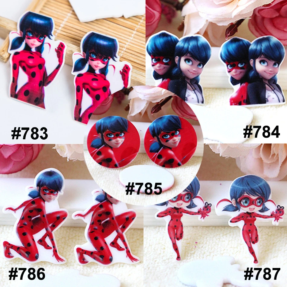 

50pcs Mixed Cartoon LadyBug Flat Back Resin Planar Cartoon Character Resina DIY Craft for Home Decoration Accessories 10pcs Each