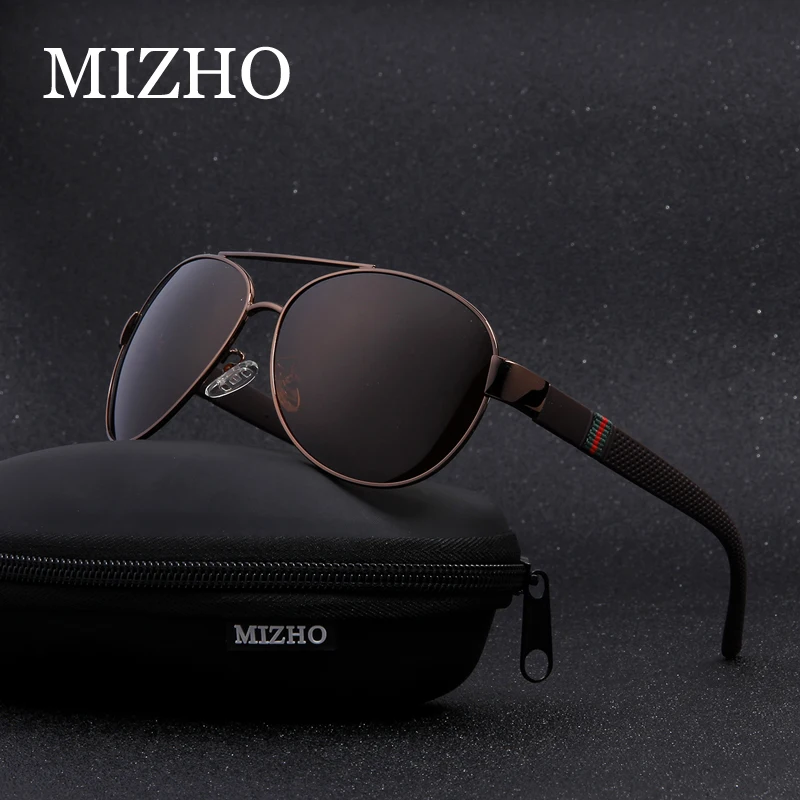 

MIZHO Brand High Quality Original Polaroid Sunglasses Men 26g Light Polyamides Leg Alloy Pilots Classic Glasses Driver Man Green