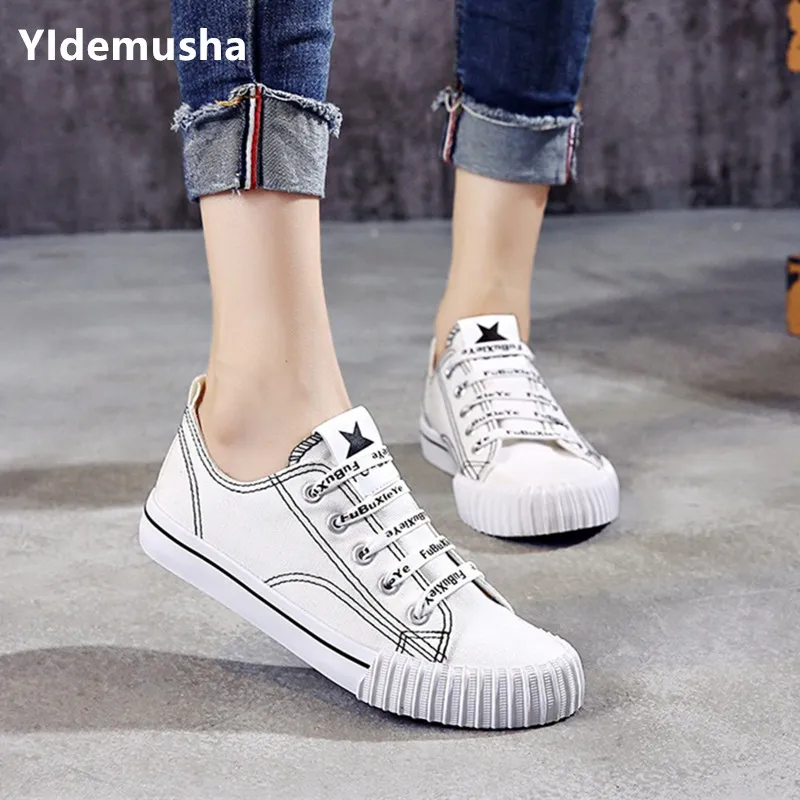 

YIdemusha 2019 Spring Autumn New Canvas Shoes Women Fashion Women Vulcanized Shoes Casual Soft Shoes Woman Breathable Sneakers